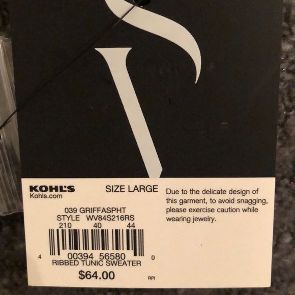 NWT Simply Vera Wang women gray sweater size L - Picture 4 of 7